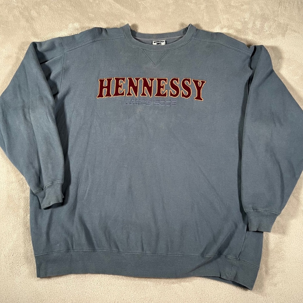 Vintage 2003 Hennessy Tahoe Sweatshirt Men's Size XL Blue Gray Pullover Crewneck